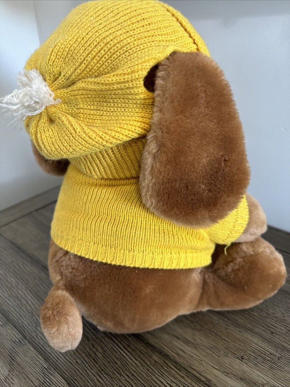 Vtg Sno Buddies Plush Dog Yellow Sweater Snowflake 14" By R. Dakin & Co. 1985 - Picture 9 of 11